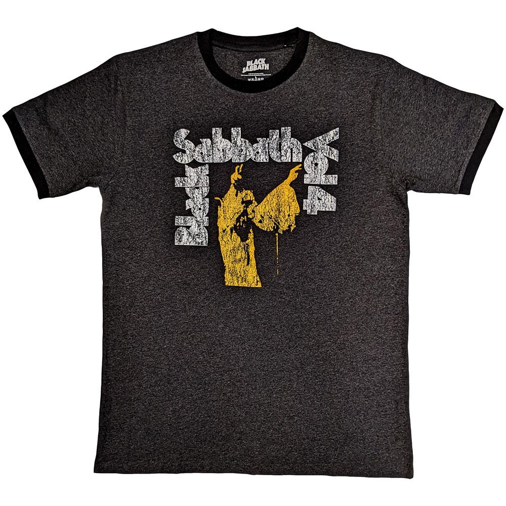 Charcoal Grey-Yellow - Front - Black Sabbath Unisex Adult Vol 4 Ringer Ringer T-Shirt