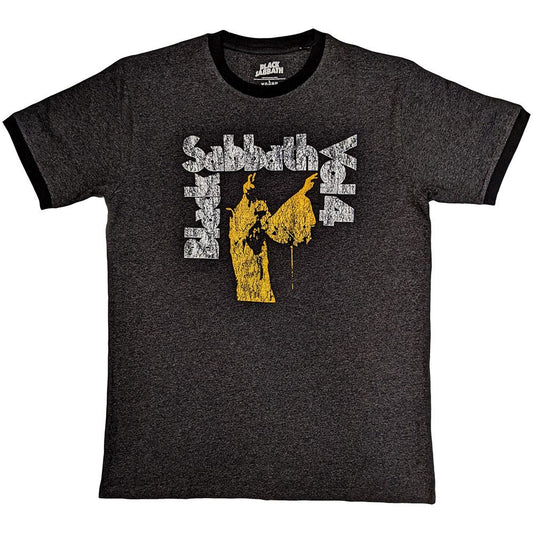 Charcoal Grey-Yellow - Front - Black Sabbath Unisex Adult Vol 4 Ringer Ringer T-Shirt