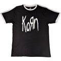Black - Front - Korn Unisex Adult Ringer Logo T-Shirt