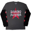 Charcoal Grey-Black - Front - The Smashing Pumpkins Unisex Adult Star Logo Layered Long-Sleeved T-Shirt