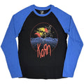 Black - Front - Korn Unisex Adult Wireframe Space Raglan T-Shirt