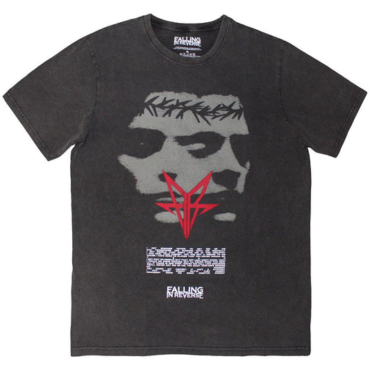 Charcoal Grey - Front - Falling In Reverse Unisex Adult Blur Stone Wash T-Shirt