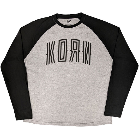 Black-Grey - Front - Korn Unisex Adult Freak 98 Raglan Long-Sleeved T-Shirt