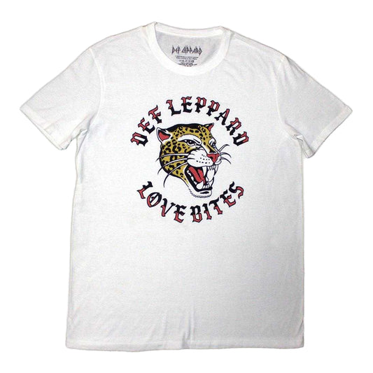 White - Front - Def Leppard Unisex Adult Love Bites Circle T-Shirt