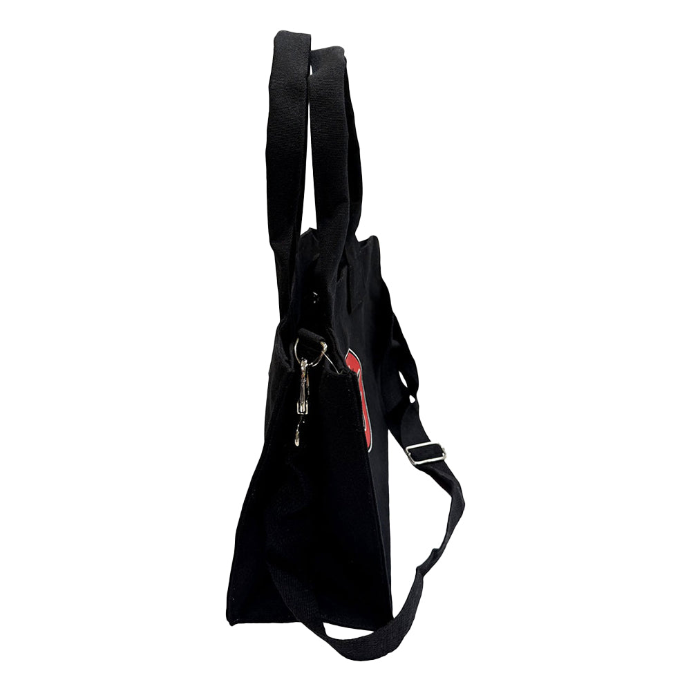 Black - Side - Foo Fighters FF Logo Cotton Back Print Tote Bag