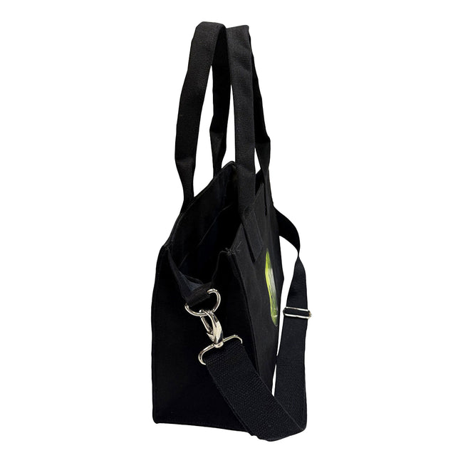 Black-White - Side - The Beatles Faces Cotton Tote Bag