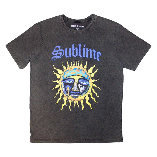 Charcoal Grey - Front - Sublime Unisex Adult Sun Stone Wash Logo T-Shirt
