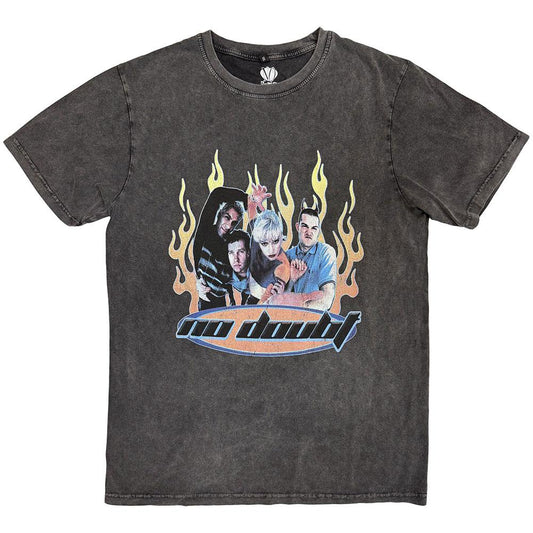 Charcoal Grey - Front - No Doubt Unisex Adult Retro Stone Wash T-Shirt