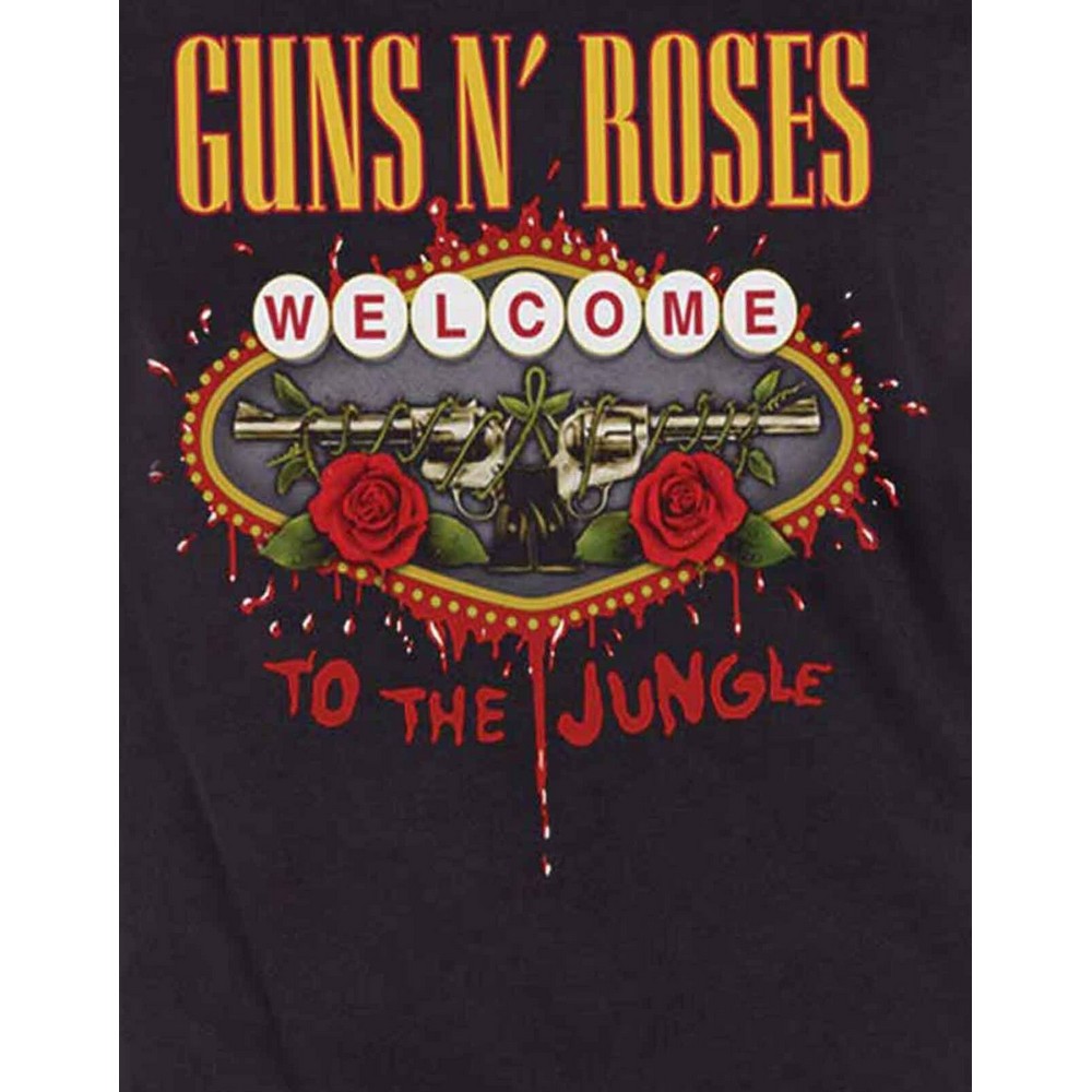Black - Back - Guns N Roses Womens-Ladies Welcome to the Jungle T-Shirt