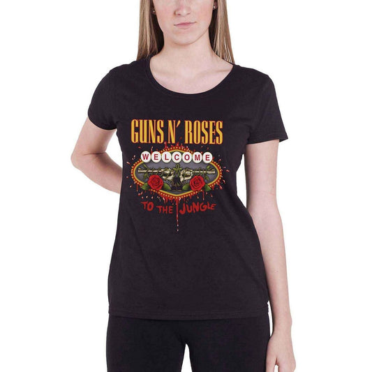 Black - Front - Guns N Roses Womens-Ladies Welcome to the Jungle T-Shirt