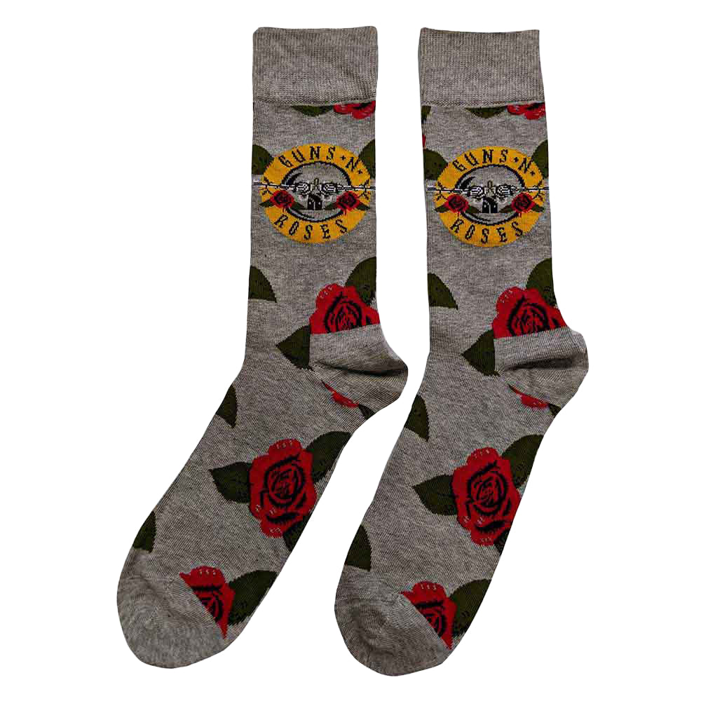 Grey - Back - Guns N Roses Unisex Adult Bullet Roses Ankle Socks