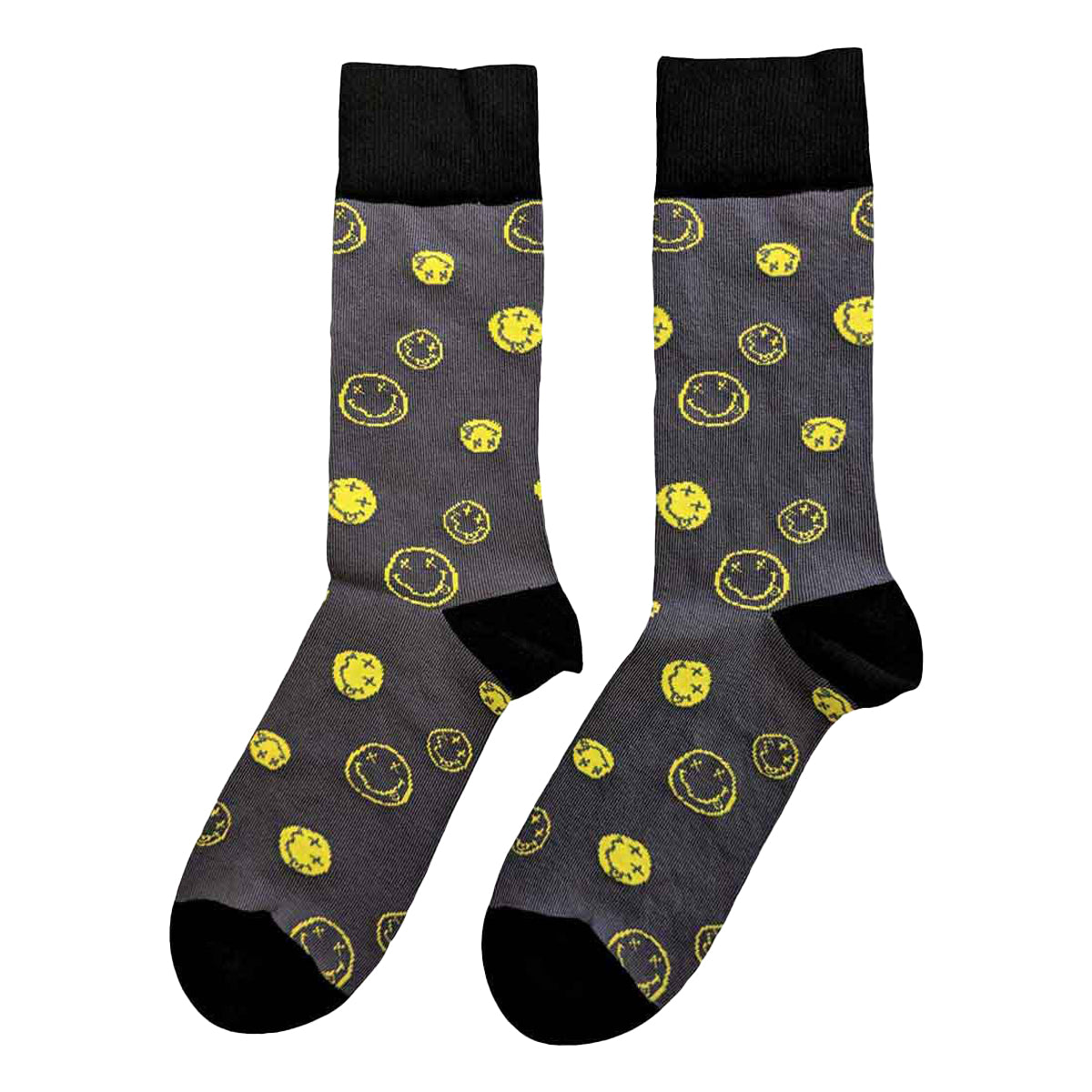 Charcoal Grey - Back - Nirvana Unisex Adult Mixed Happy Face Ankle Socks
