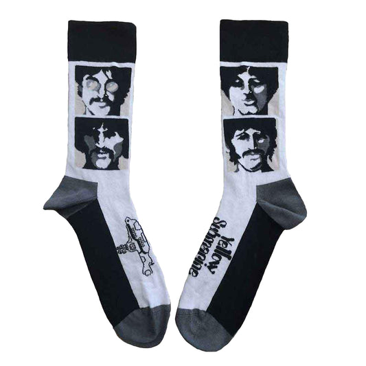 White - Front - The Beatles Unisex Adult Sea Of Science Faces Ankle Socks