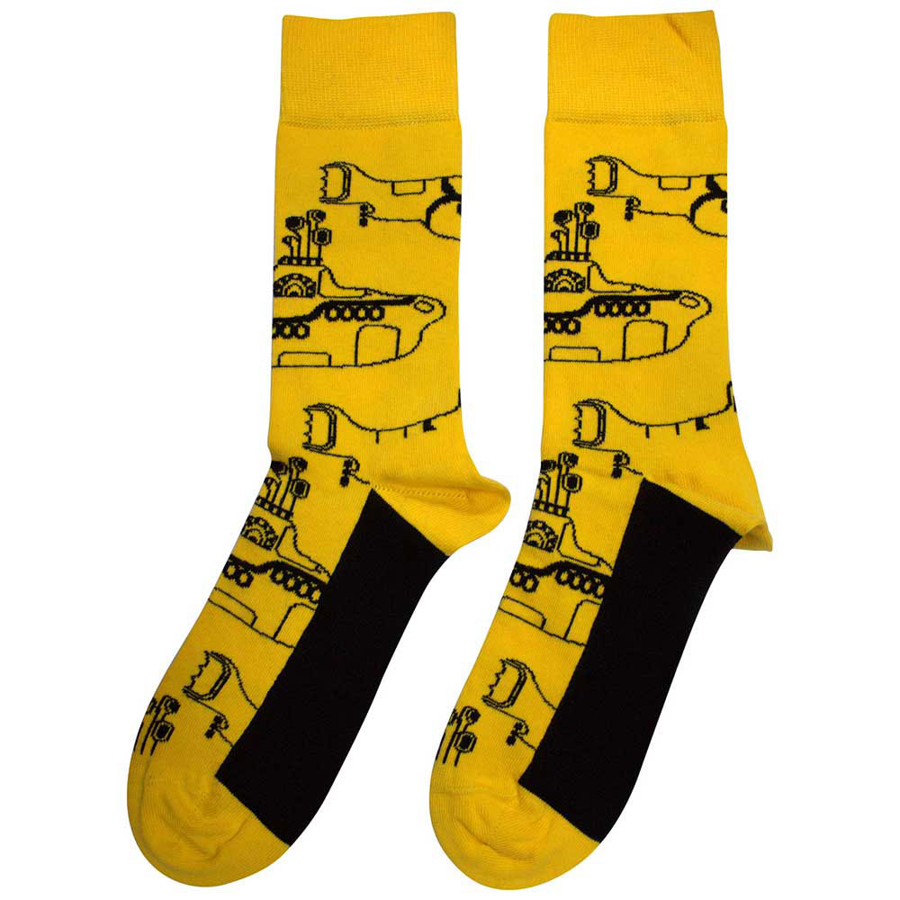 Yellow - Back - The Beatles Unisex Adult Submarine Outlines Repeat Ankle Socks