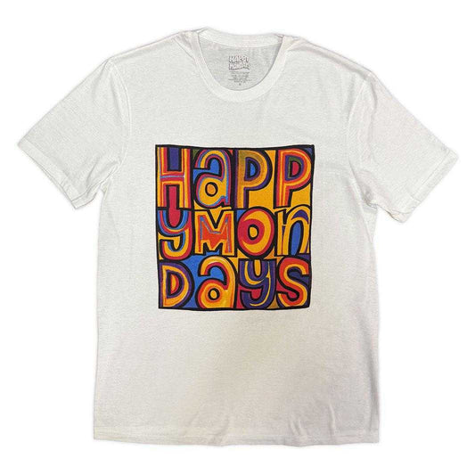 White - Front - Happy Mondays Unisex Adult Greatest Hits T-Shirt