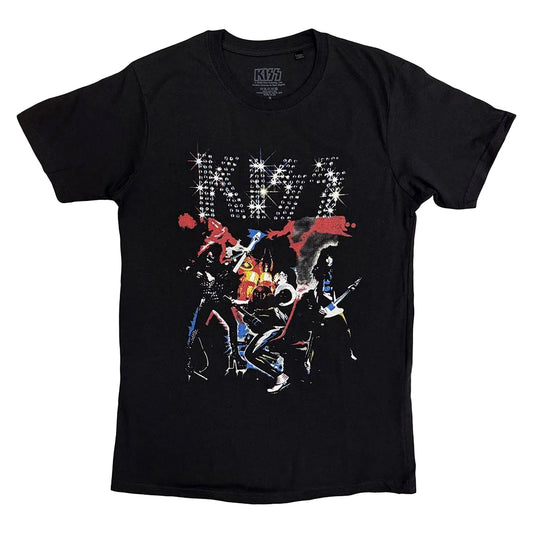 Black - Front - Kiss Unisex Adult Sparkle T-Shirt