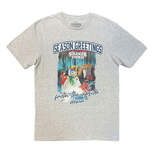 Grey - Front - Stranger Things Unisex Adult Seasons Greetings T-Shirt
