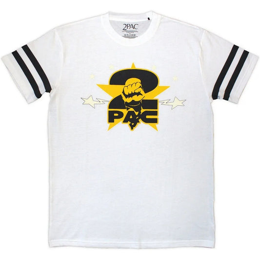 White - Front - Tupac Shakur Unisex Adult Stars Logo T-Shirt