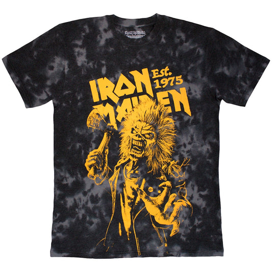 Black - Front - Iron Maiden Unisex Adult Est. 1975 Eddie Axe Washed T-Shirt