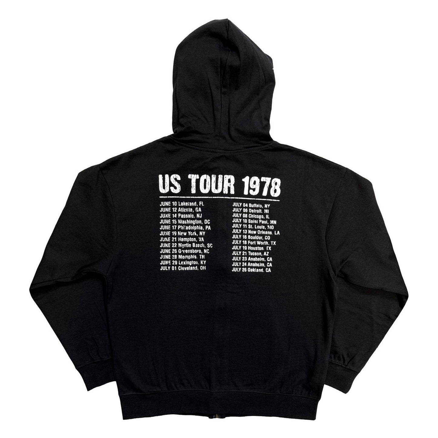 Black - Back - The Rolling Stones Unisex Adult US Tour ´78 Full Zip Hoodie
