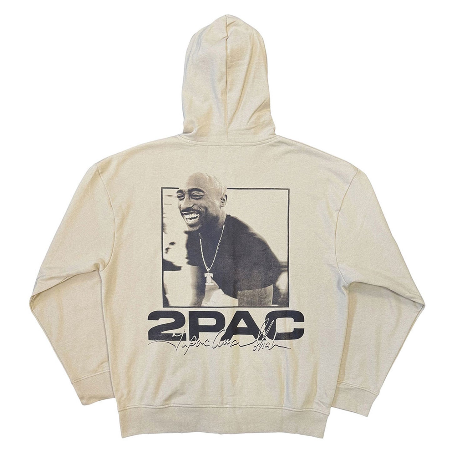 Sand - Back - Tupac Shakur Unisex Adult Portrait Logo Full Zip Hoodie