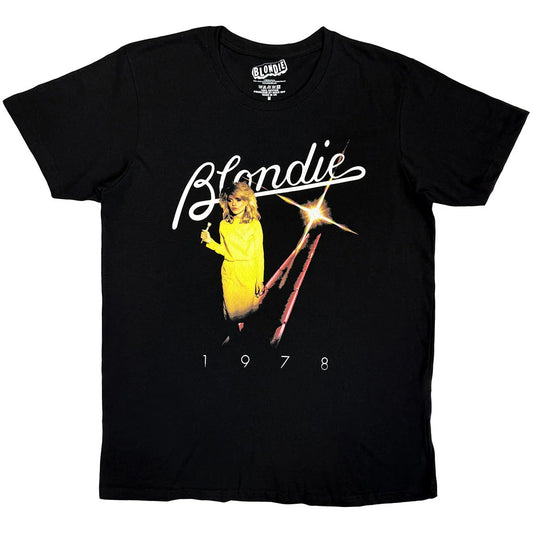 Black - Front - Blondie Unisex Adult Yellow Dress 1978 T-Shirt