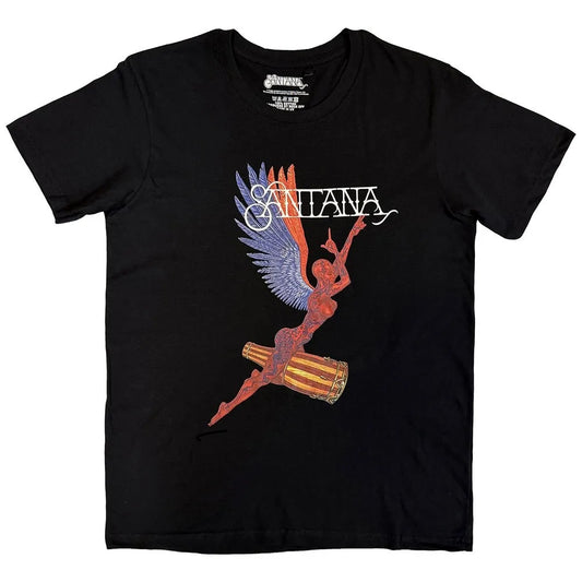 Black - Front - Santana Unisex Adult Abraxas Angel T-Shirt