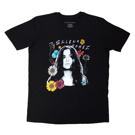 Black - Front - Selena Gomez Unisex Adult Floral Collage T-Shirt