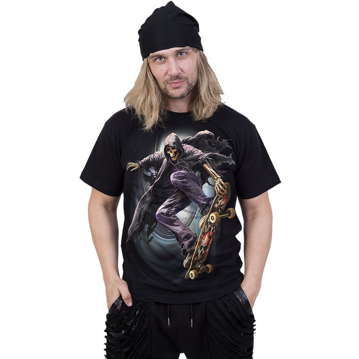 Black - Side - Spiral Direct Unisex Adult Soul Boarder Back Print T-Shirt