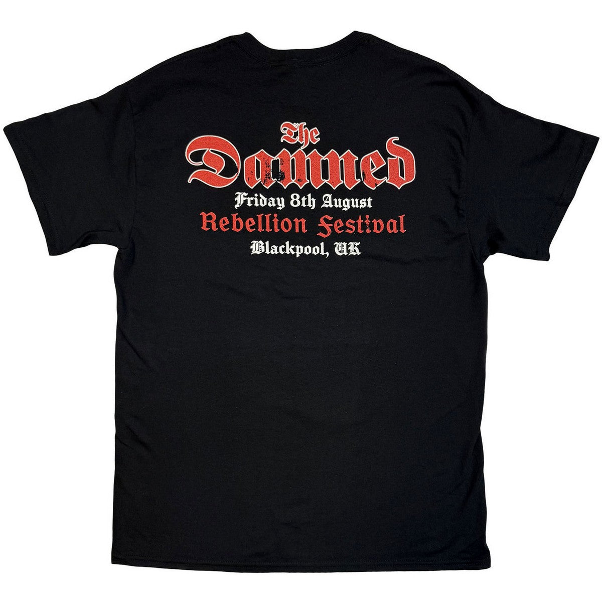 Black - Back - The Damned Unisex Adult Rebellion Festival 25 Skeleton Back Print T-Shirt