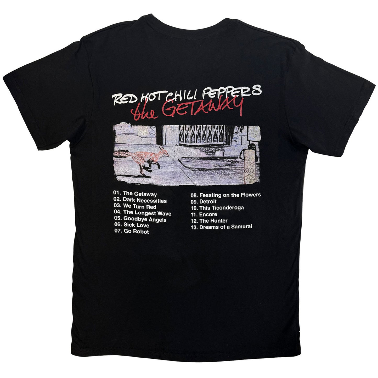 Black - Back - Red Hot Chili Peppers Unisex Adult The Getaway Tracklist T-Shirt