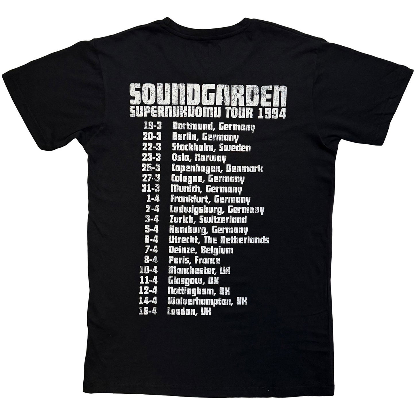 Black - Back - Soundgarden Unisex Adult Superunknown Tour 94 T-Shirt
