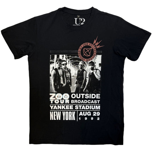 Black - Front - U2 Unisex Adult Zoo TV Tour NY Poster 08.29.92 T-Shirt