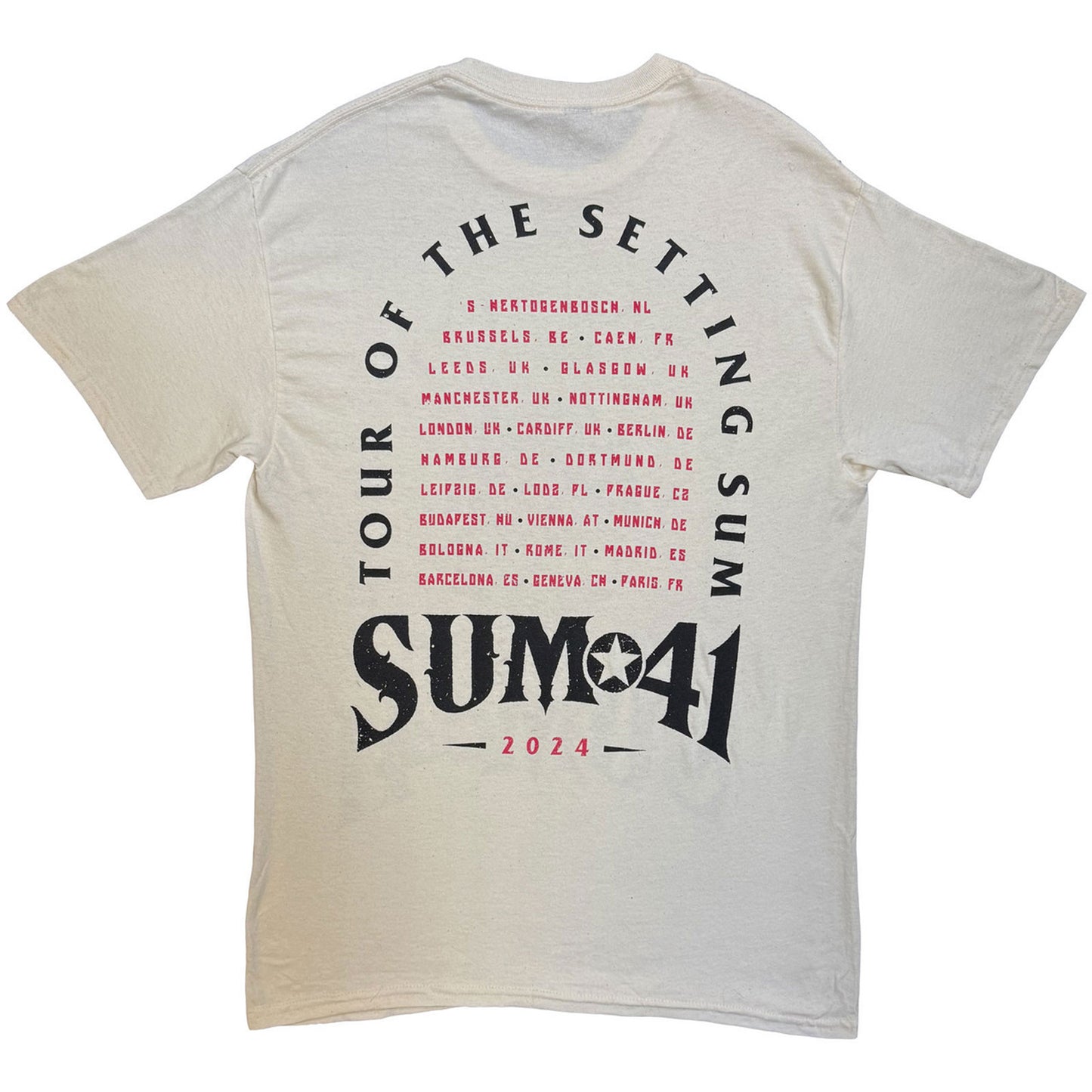 Natural - Back - Sum 41 Unisex Adult Tour ´24 Pt. 2 Skull T-Shirt