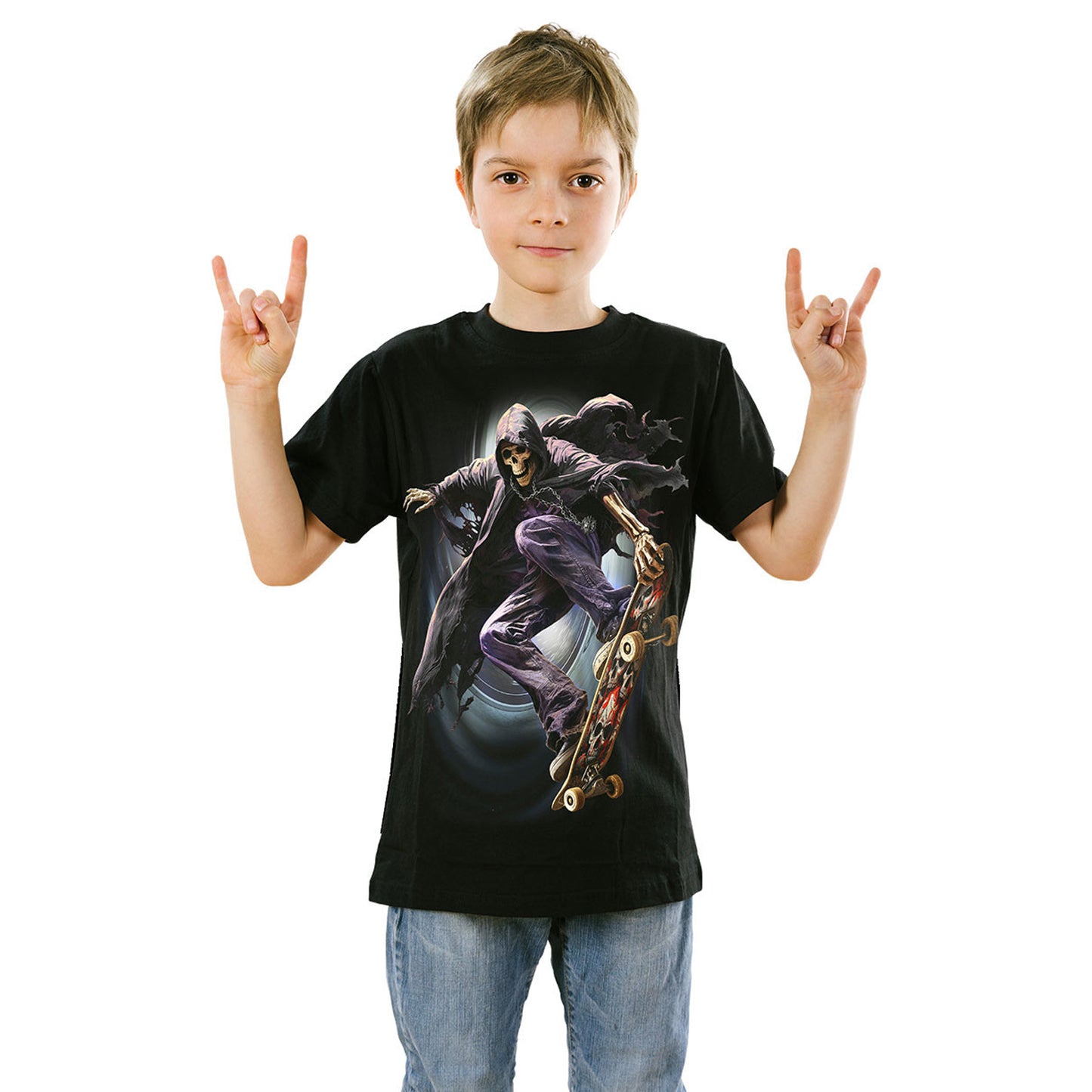 Black - Side - Spiral Direct Childrens-Kids Soul Boarder T-Shirt