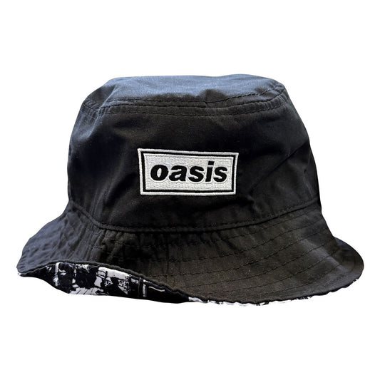 Black - Front - Oasis Definitely Maybe Logo Reversible Bucket Hat