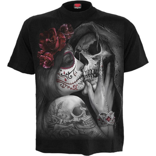Black - Front - Spiral Direct Unisex Adult Dead Kiss Back Print T-Shirt