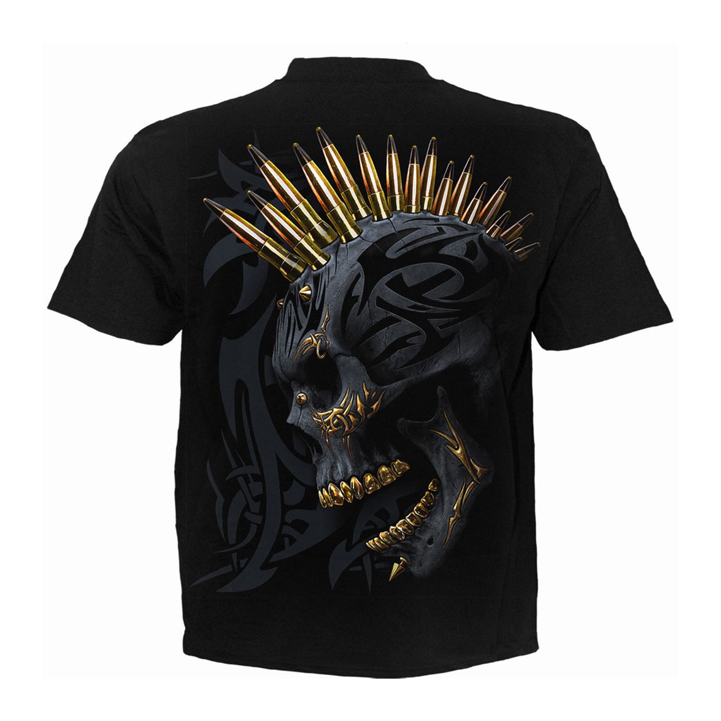 Black - Back - Spiral Direct Unisex Adult Black Gold Back Print T-Shirt