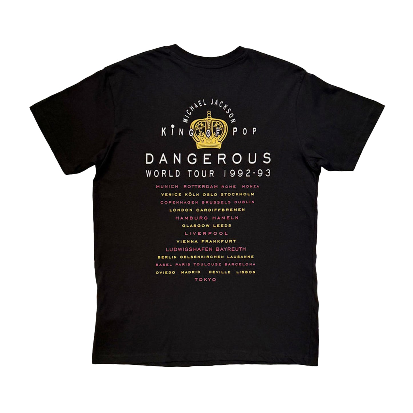 Black - Back - Michael Jackson Unisex Adult Dangerous World Tour Back Print T-Shirt