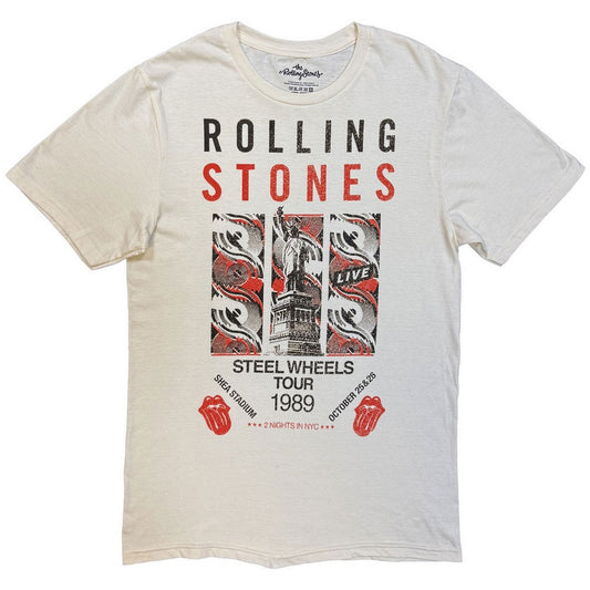 Natural - Front - The Rolling Stones Unisex Adult Steel Wheels Tour 1989 T-Shirt