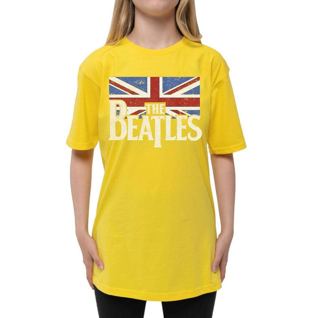 Yellow - Front - The Beatles Childrens-Kids Vintage Logo T-Shirt
