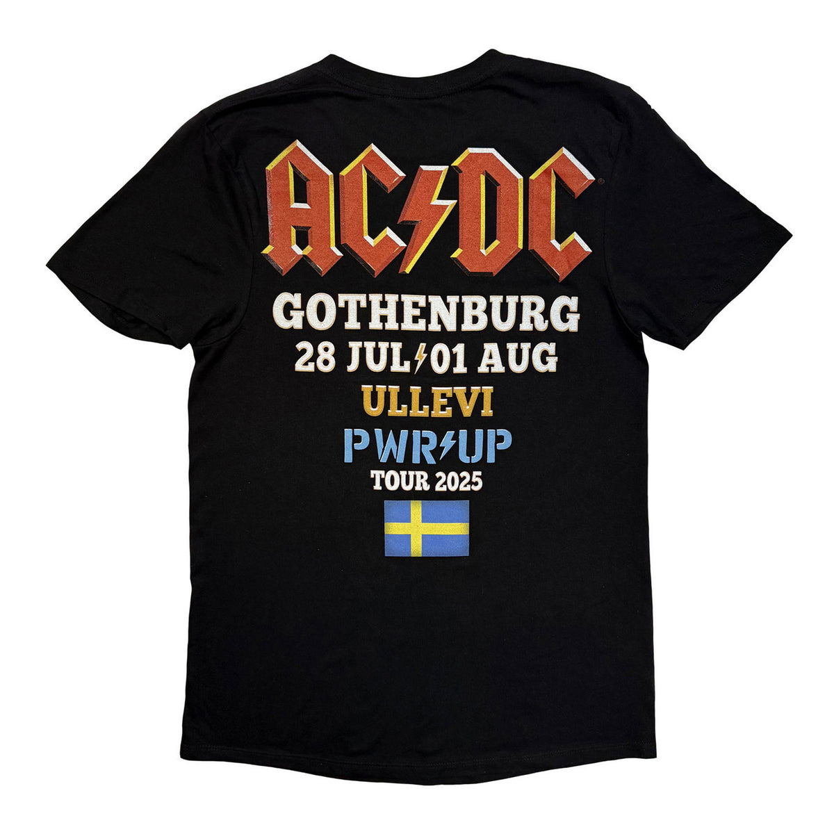 Black - Back - AC-DC Unisex Adult PWR´D-UP Sweden EU Tour ´25 Back Print T-Shirt
