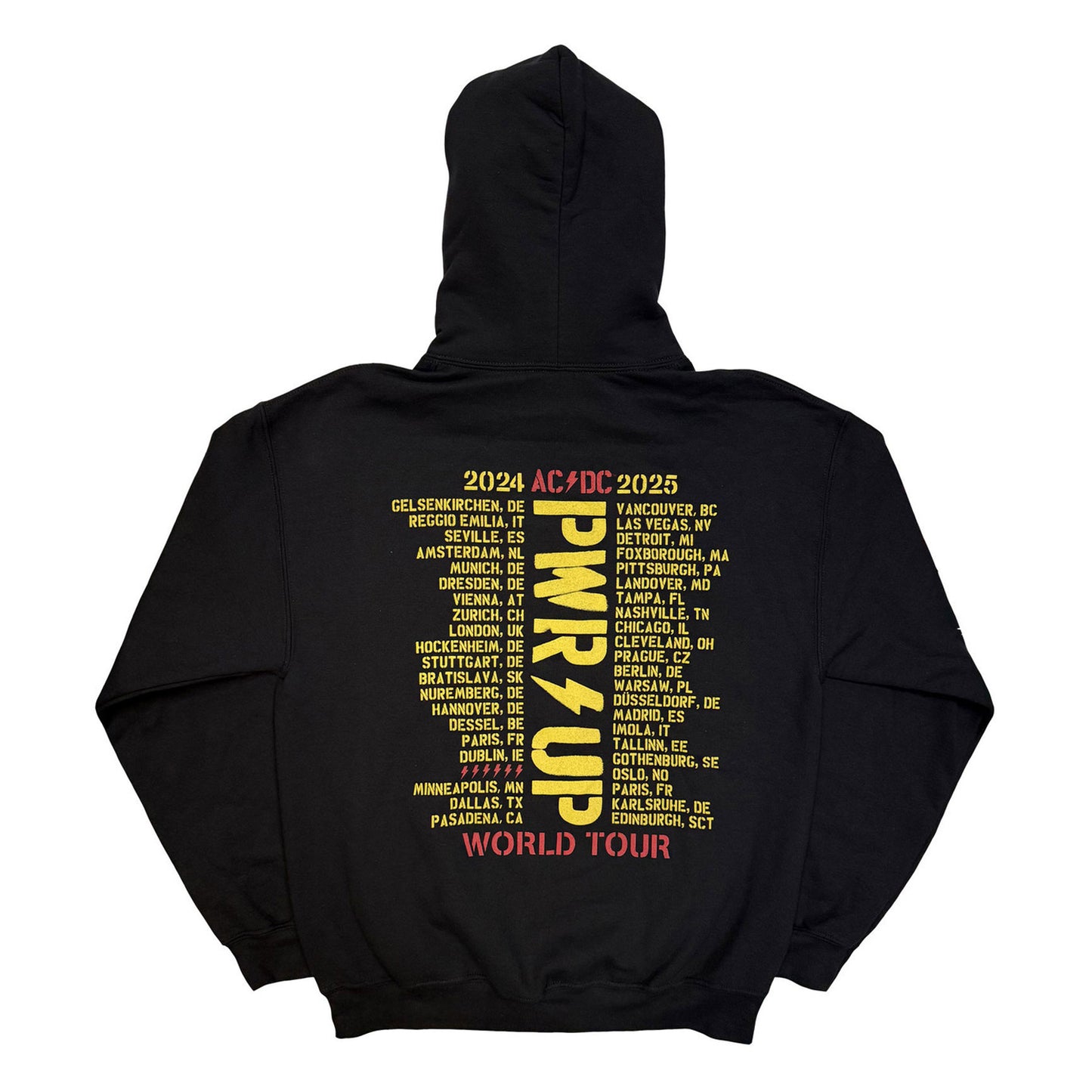 Black - Back - AC-DC Unisex Adult World Tour ´24-´25 Lightning Bolt Hoodie