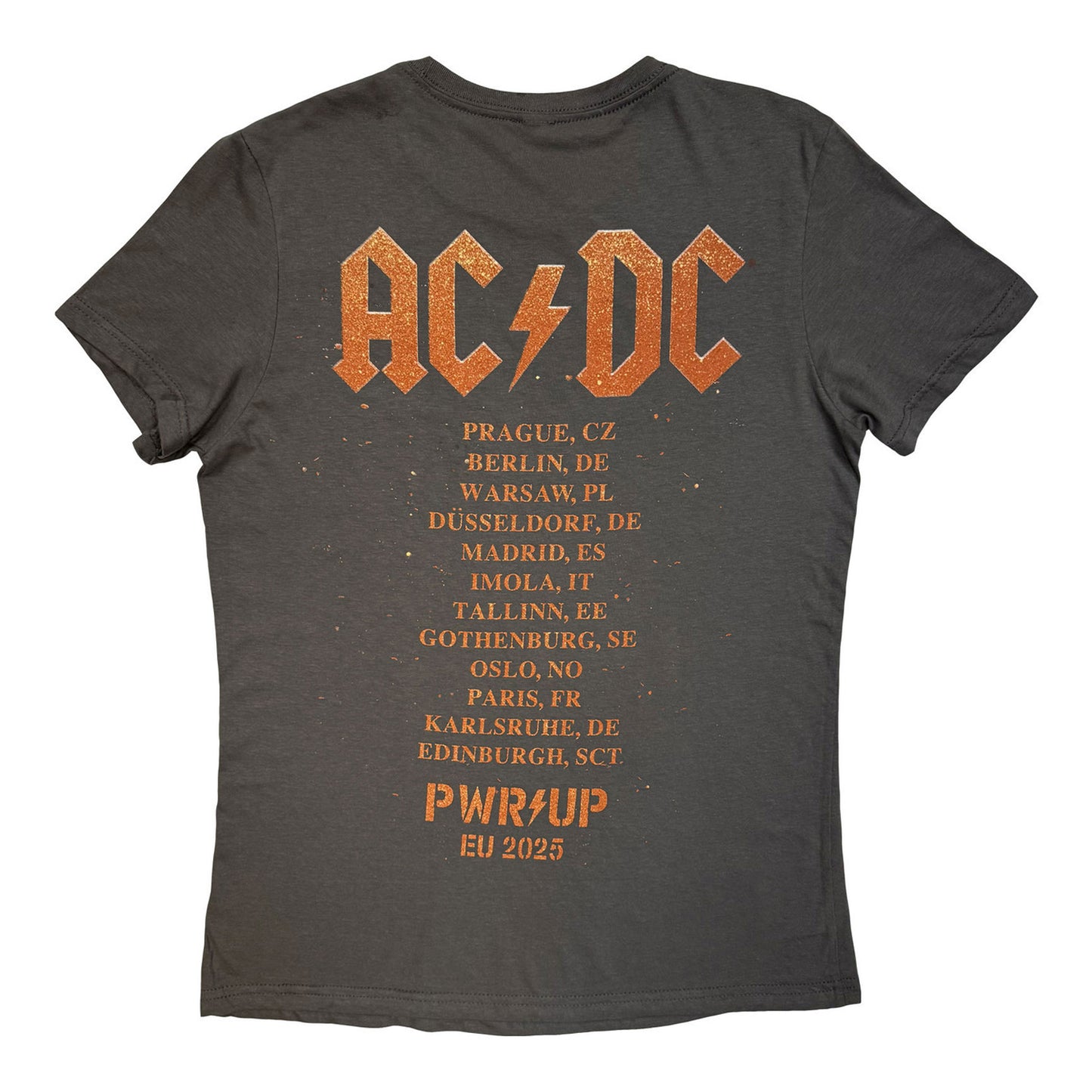 Charcoal Grey - Back - AC-DC Womens-Ladies Bell Lightning EU Tour ´25 Back Print T-Shirt