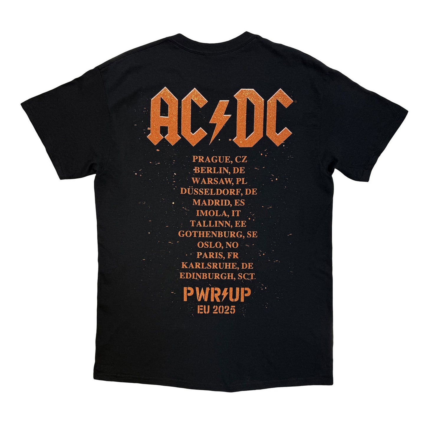 Black - Back - AC-DC Unisex Adult Bell Lightning EU Tour ´25 Back Print T-Shirt