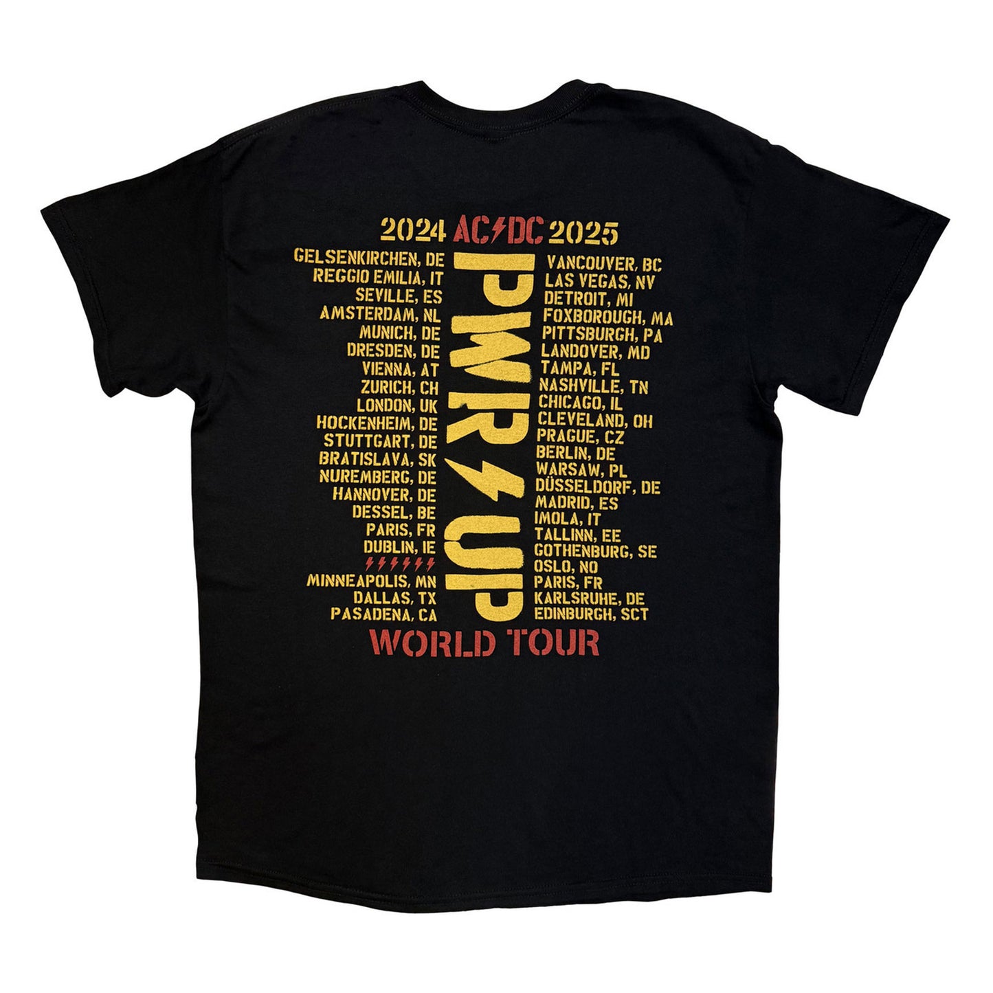 Black - Back - AC-DC Unisex Adult PWR-UP World Tour ´24-´25 Logo T-Shirt