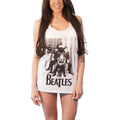 White - Side - The Beatles Womens-Ladies Baby Doll Stars & Stripes Vest Top