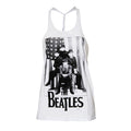 White - Front - The Beatles Womens-Ladies Baby Doll Stars & Stripes Vest Top