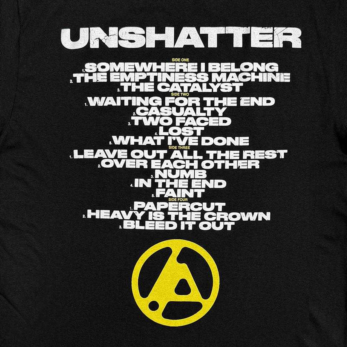 Black - Lifestyle - Linkin Park Unisex Adult Unshatter Track List T-Shirt