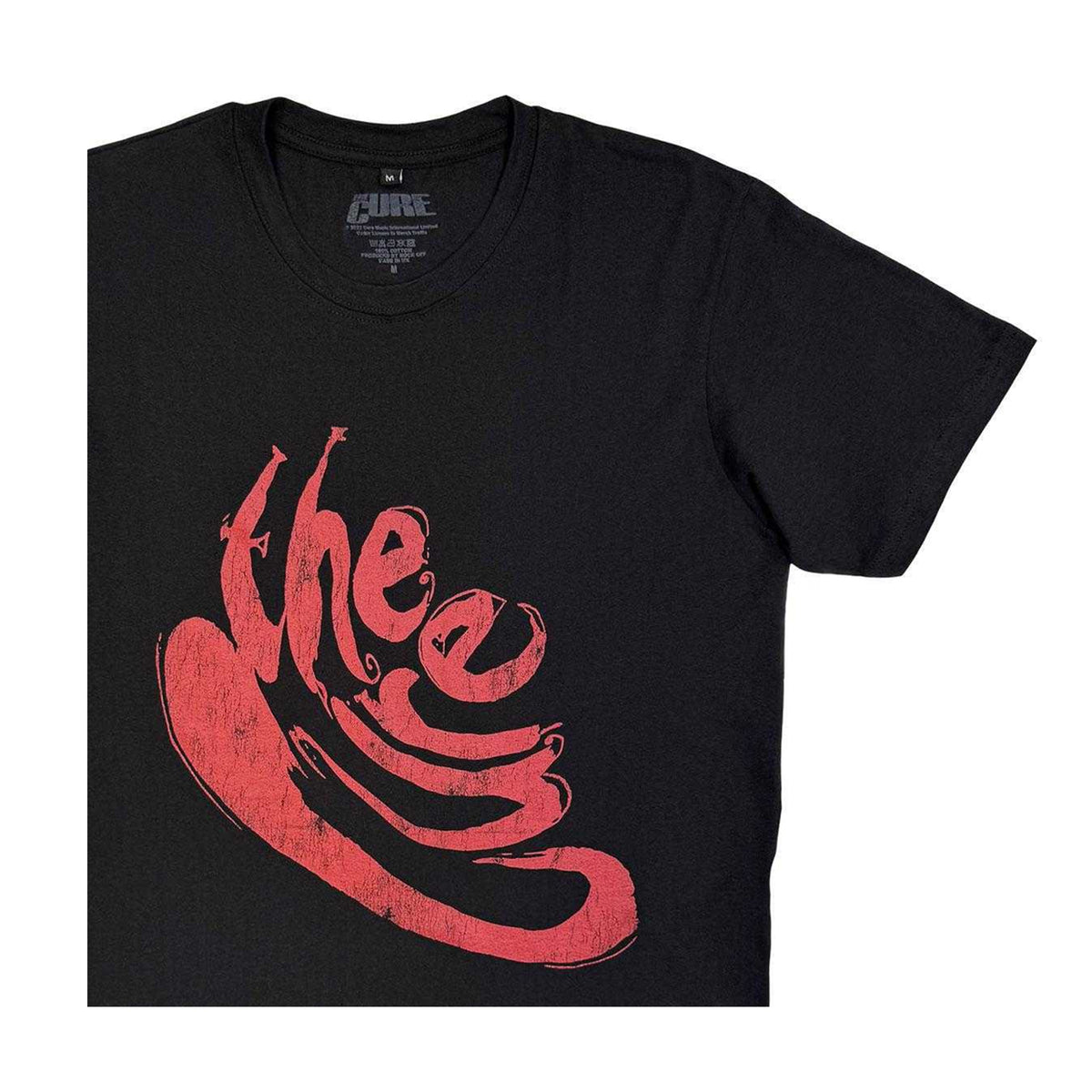 Black - Side - The Cure Unisex Adult Swirl Logo T-Shirt